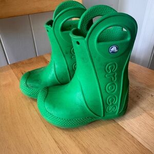 CROCS Kids Vibrant Green Rain Boots